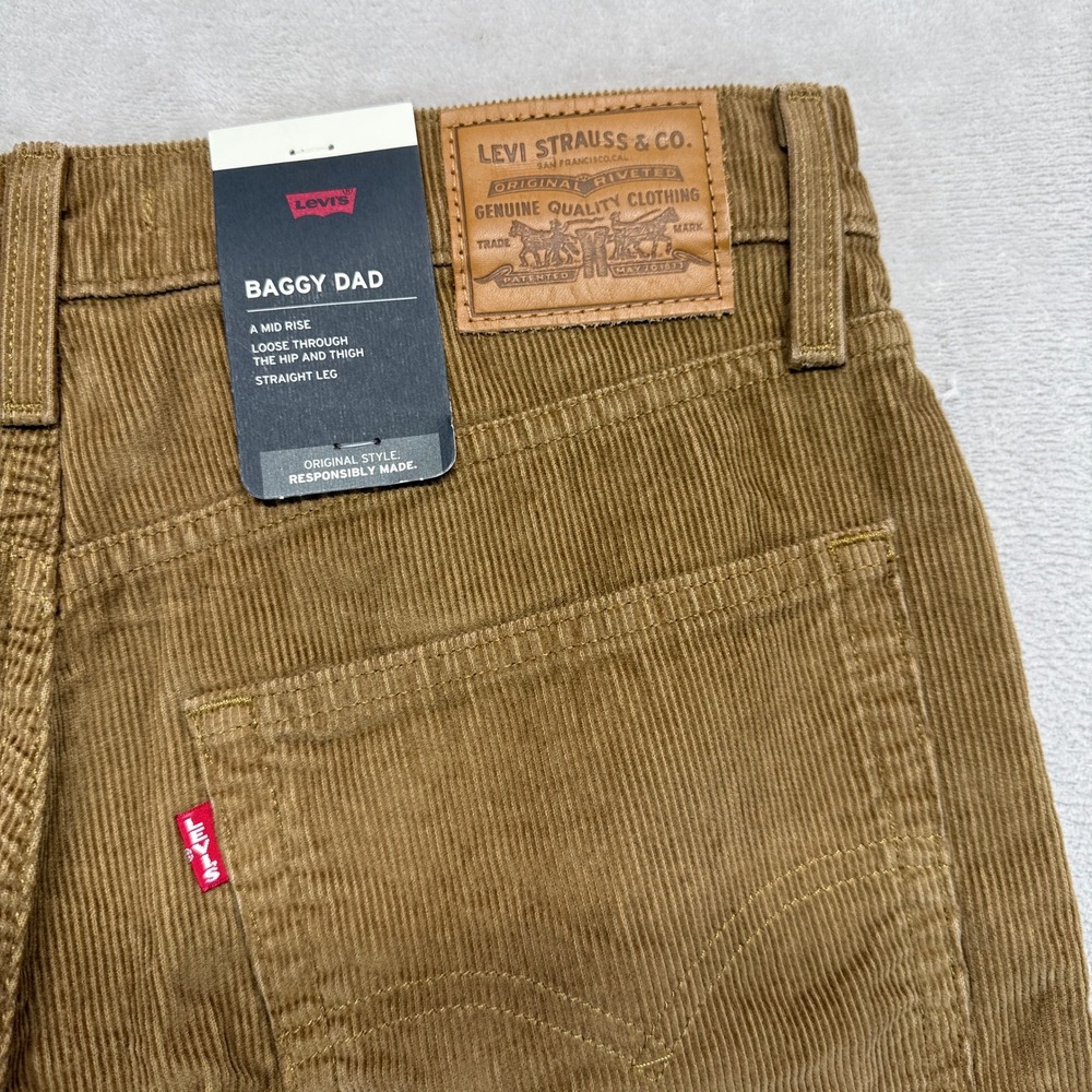 Levi's Pants Men's 29x30 Baggy Dad Corduroy Brown‎ Wide Leg Relaxed Fit Trousers - Picture 10 of 11
